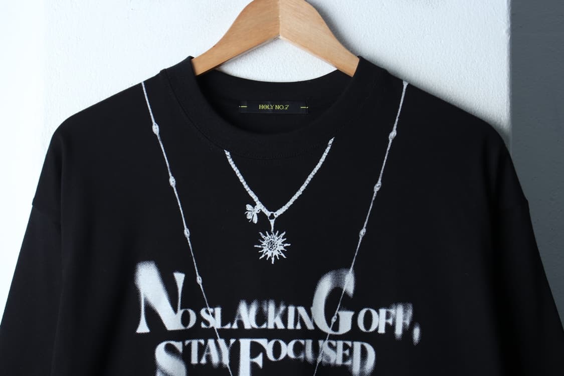 (M-XL) 홀리넘버세븐 반팔 티셔츠 네크리스 그래픽 블랙-H32303 상품이미지3