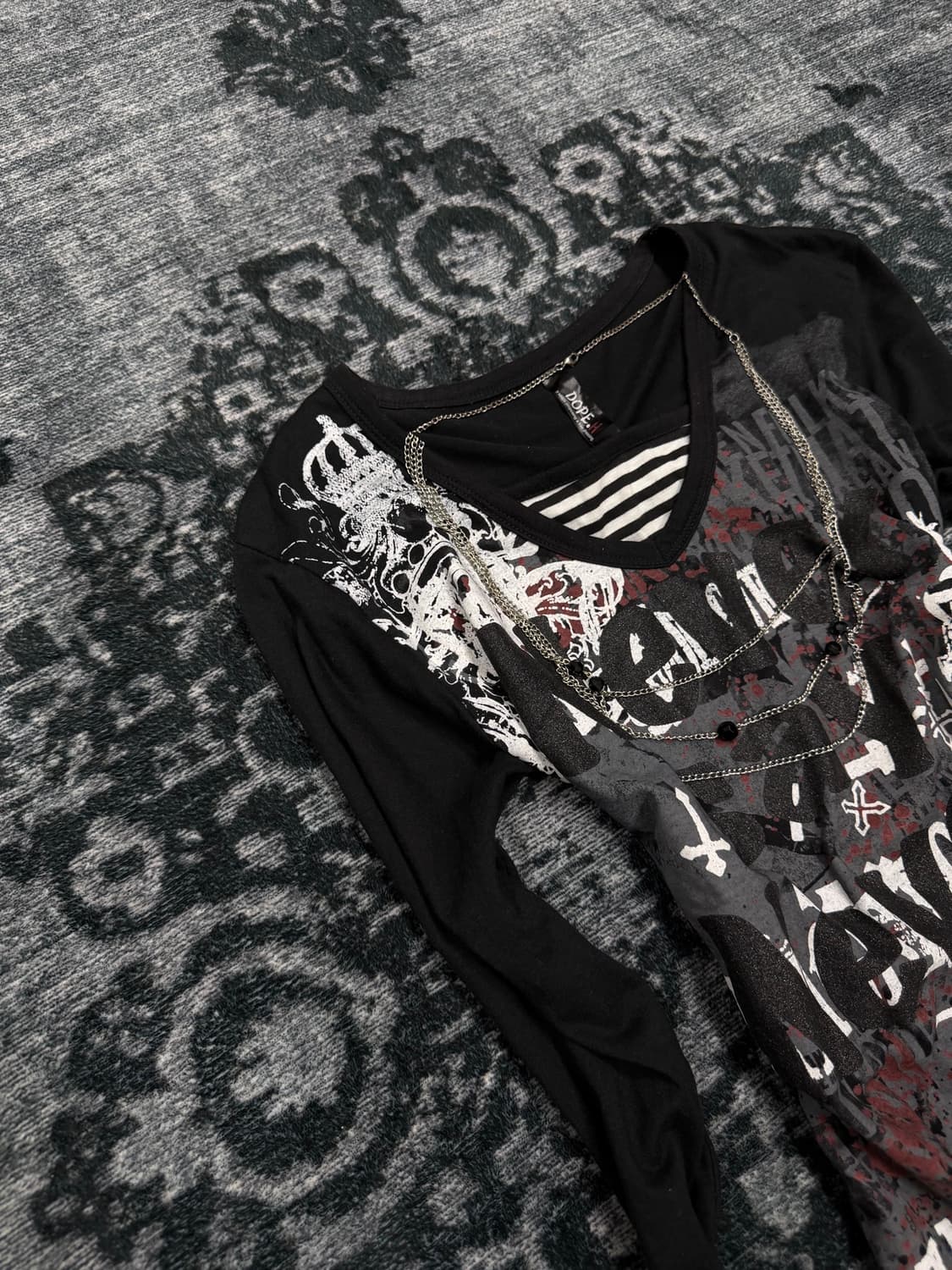 Japanese necklace layered punk cut sew 상품이미지2