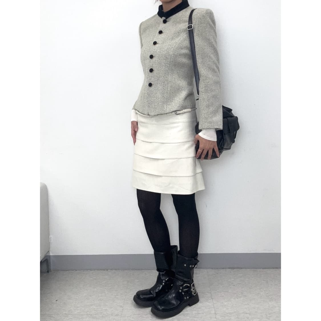 빈티지 아이보리 캉캉 울 스커트 상품이미지3