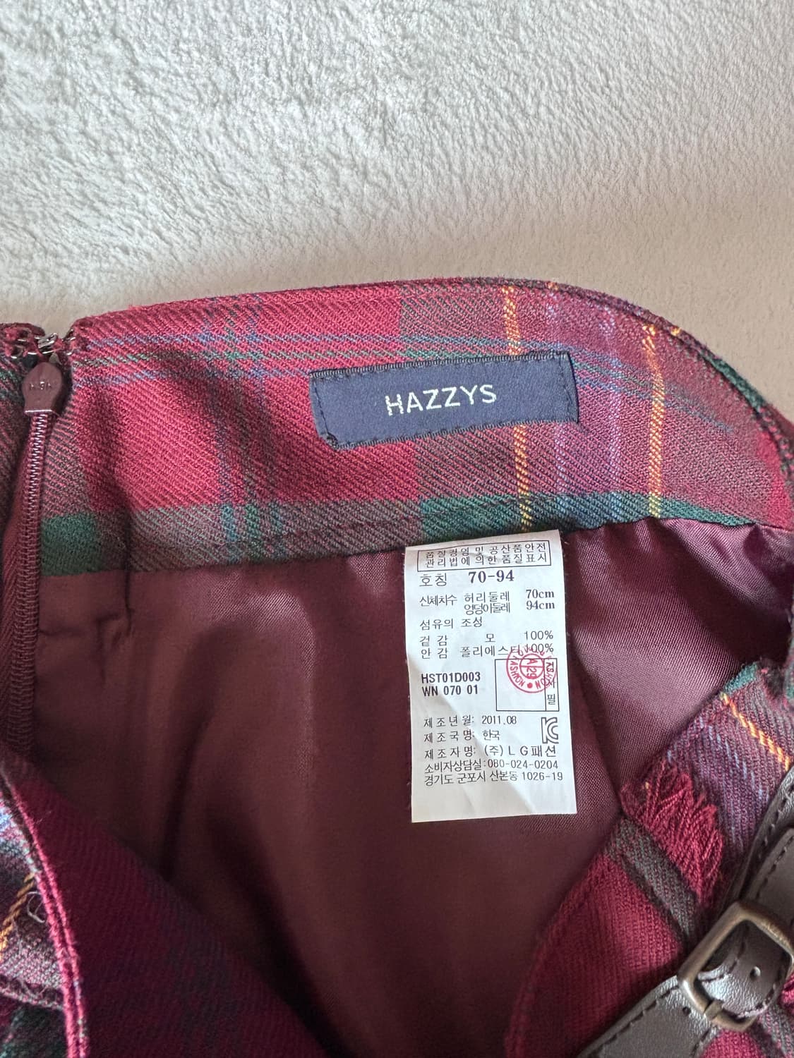 헤지스 울100 체크스커트 상품이미지4