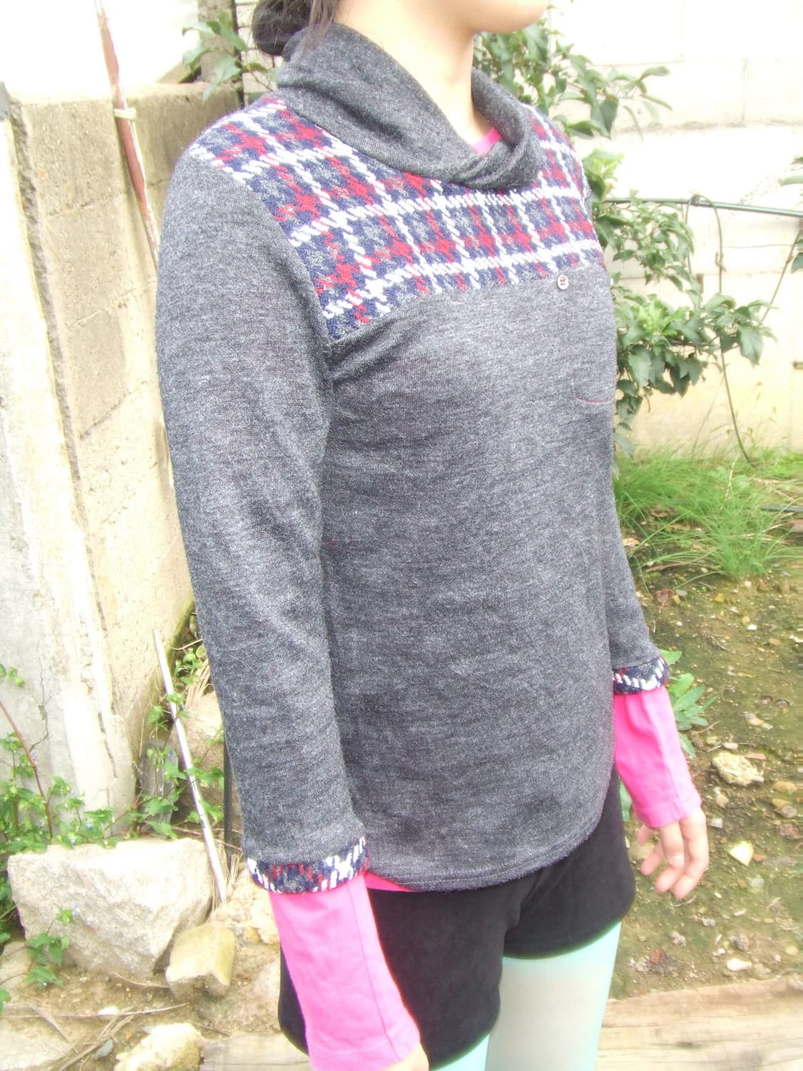 Vintage grey check pattern knit 상품이미지1
