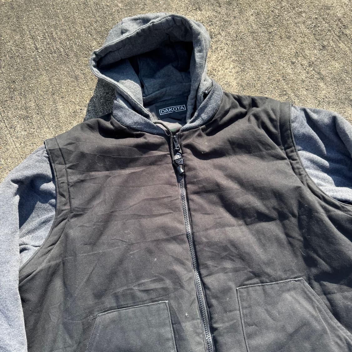 [XL~XXL] 빈티지 후드 팔 탈부착 패딩 조끼 자켓 상품이미지6