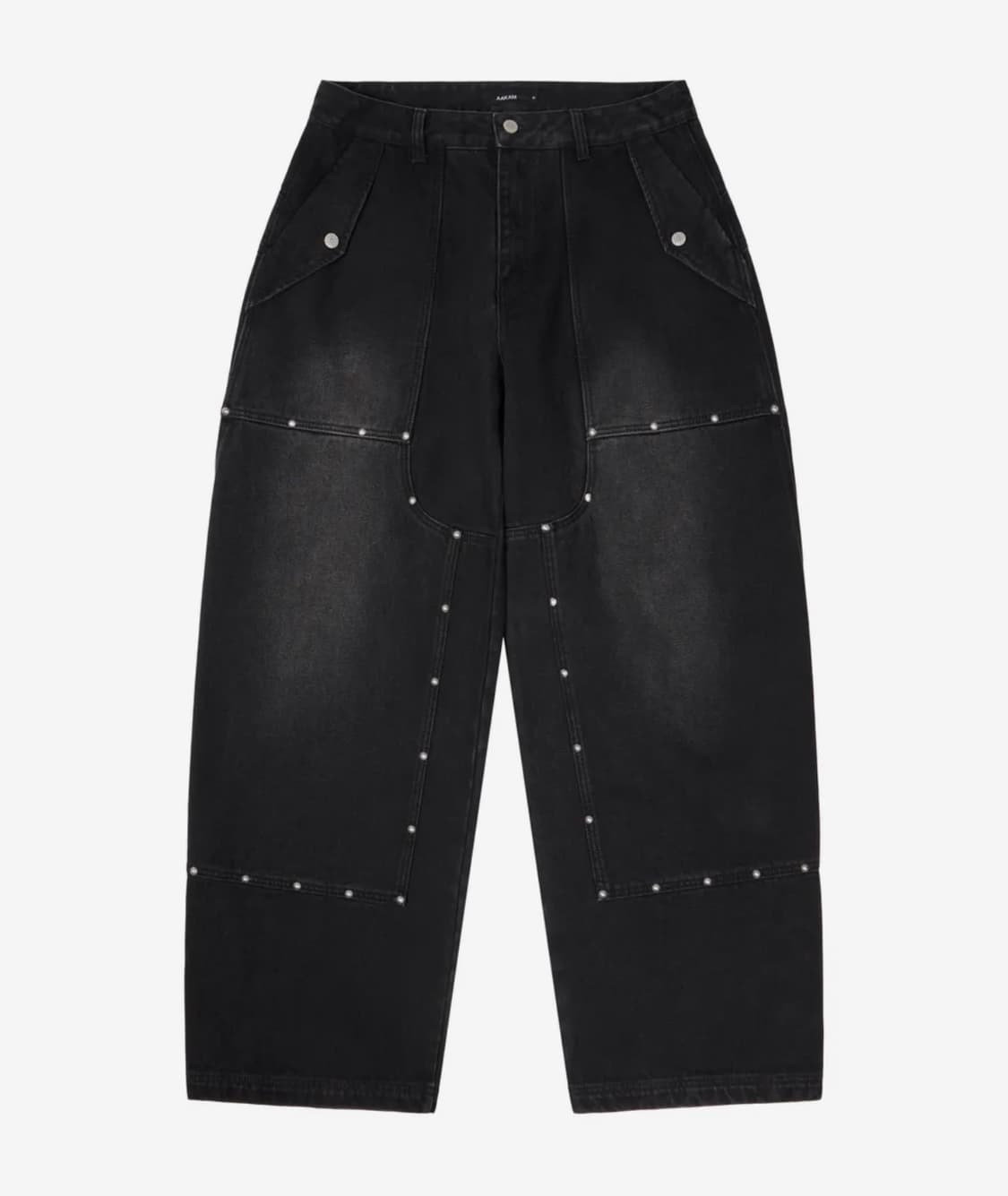 Steve Double Knee Denim Pants (Black) 상품이미지1