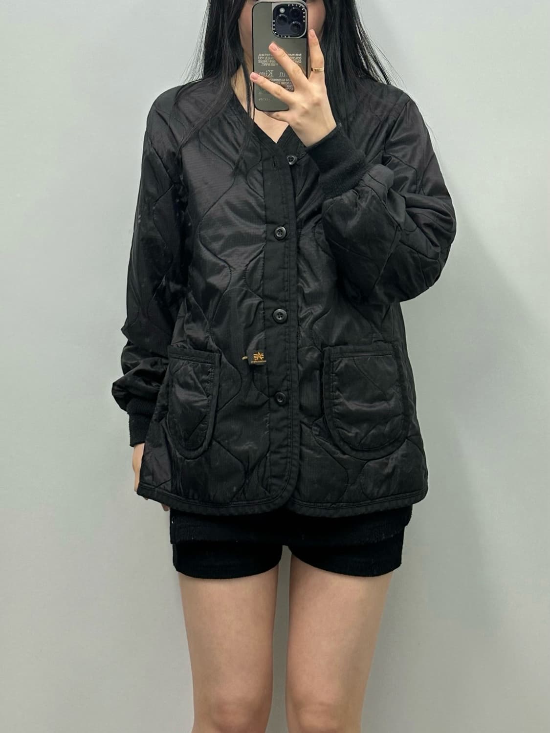 꼼데가르송 x 알파인더스트리 빅로고 블랙 퀼팅 자켓  상품이미지1