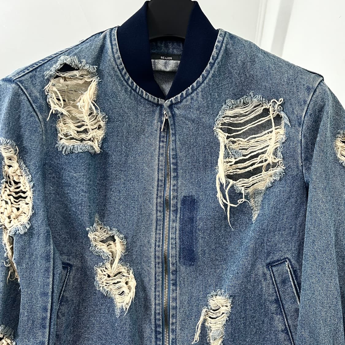 비이커 디스트레스드 데님 블루종 자켓 상품이미지7