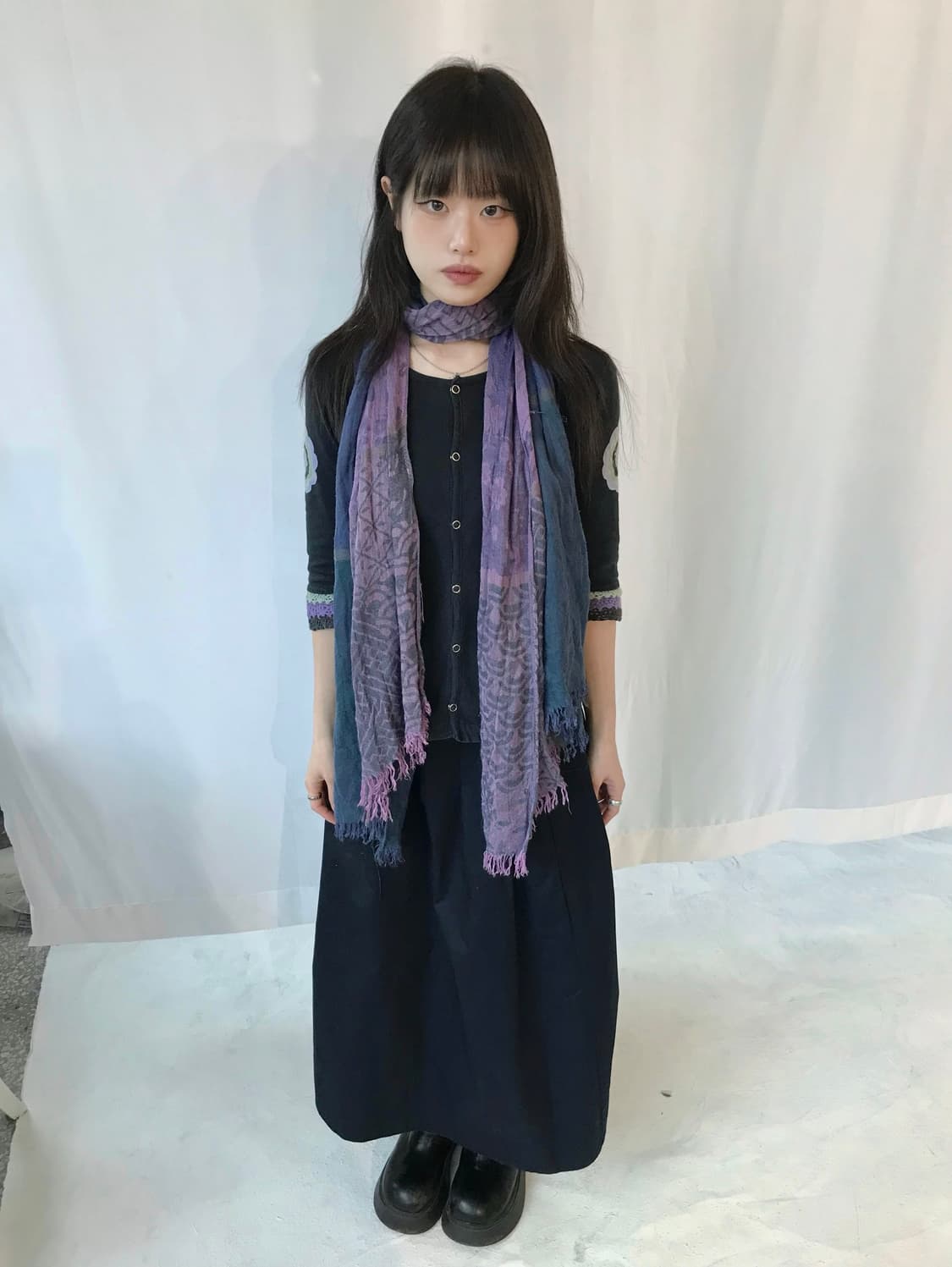 퍼플 에스닉 스카프 상품이미지4