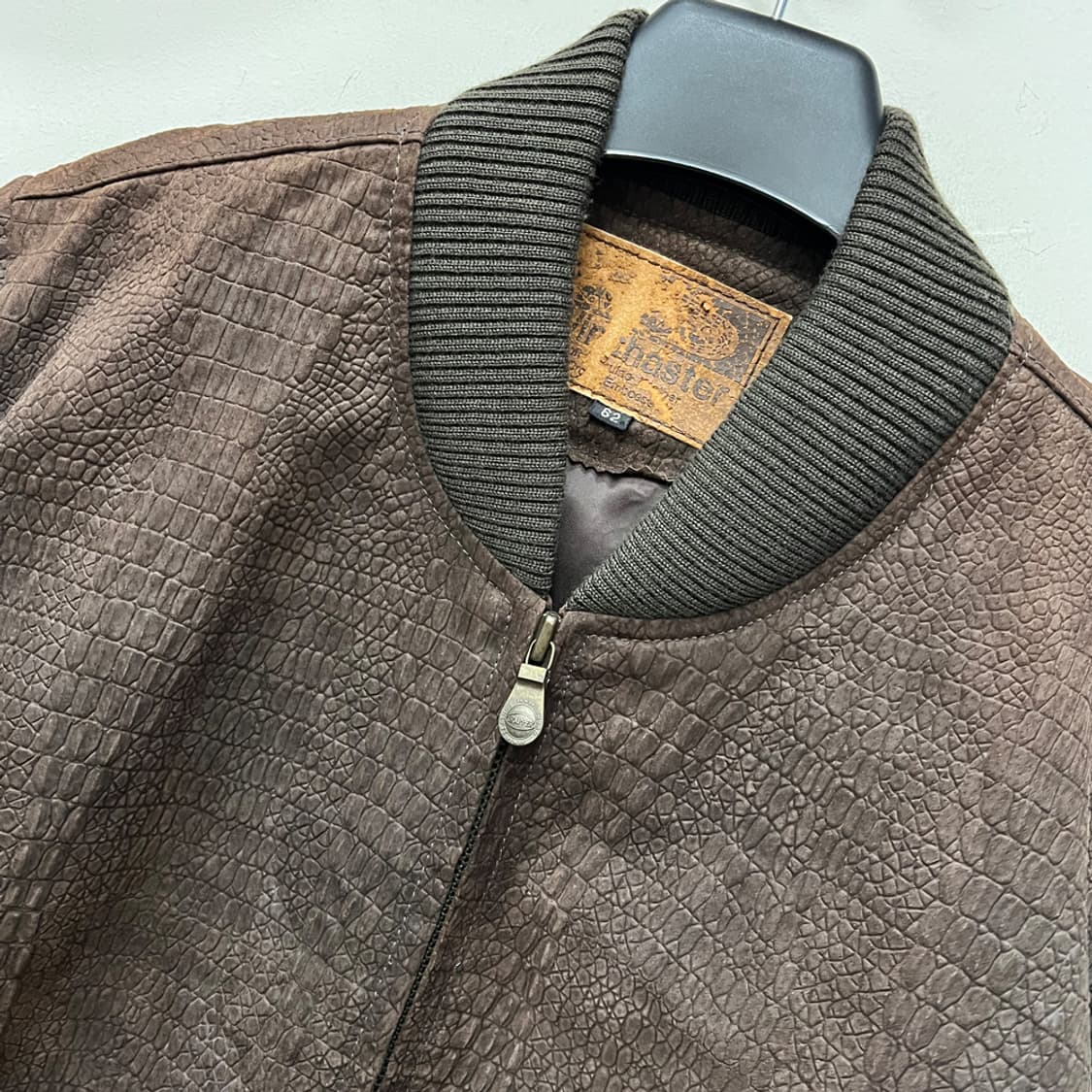 90s 트래퍼 빈티지 악어패턴 블루종 래더 자켓 L~XL 상품이미지3