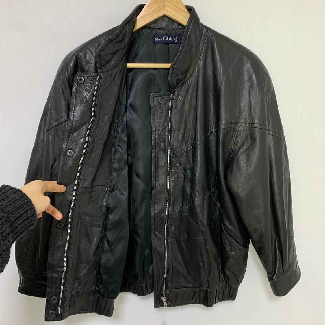 끌로에 빈티지 Miss Chloe 봄버 레더자켓 양가죽 리얼레더 40 상품이미지6