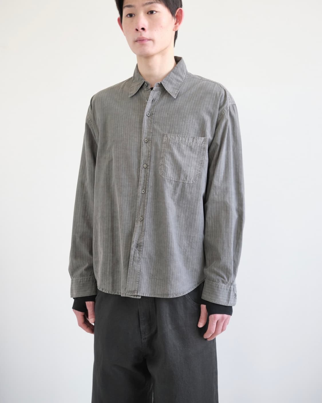 해칭룸 섀도우 스트라이프 셔츠Shadow Stripe Shirt Grey 상품이미지1