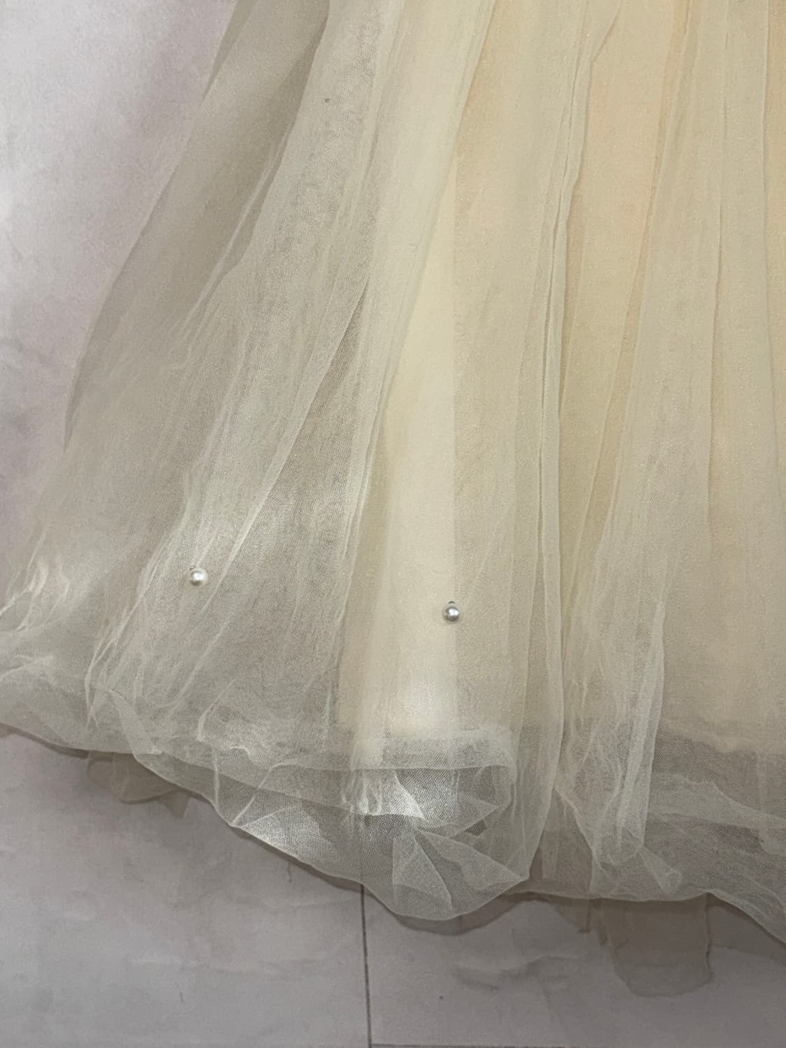 Ivory pearl mesh balloon sha skirt 상품이미지3
