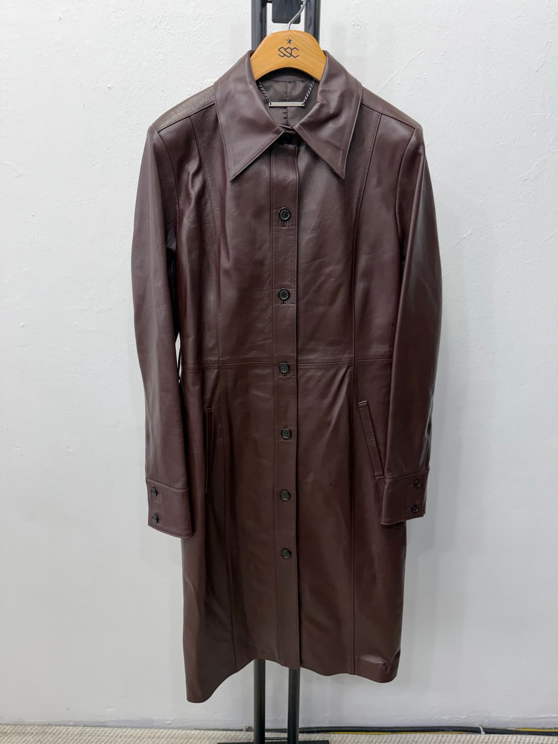 정품) 시스템 한섬 롱 가죽자켓 82 상품이미지1