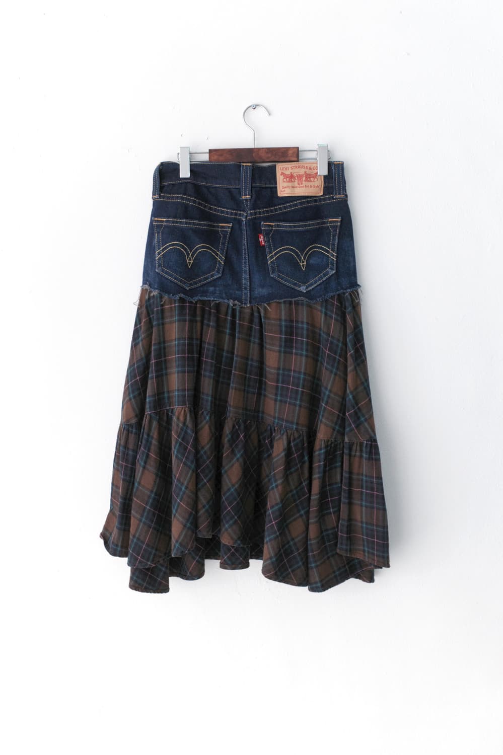 levis) check remake denim skirt 상품이미지2