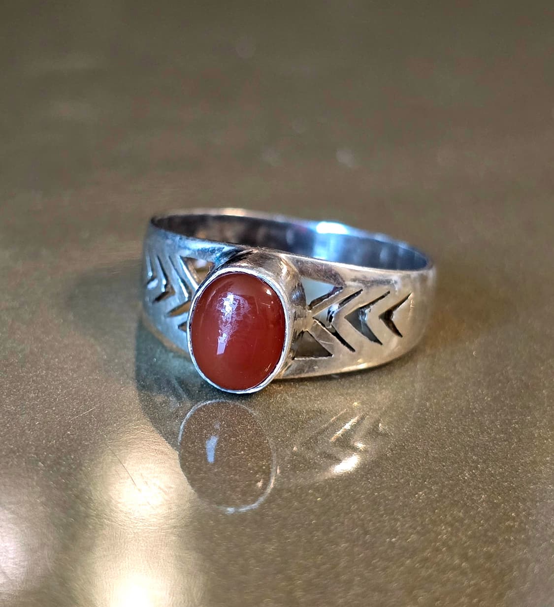 네이티브 아메리칸 스타일 카넬리안 원석 은 반지 상품이미지1