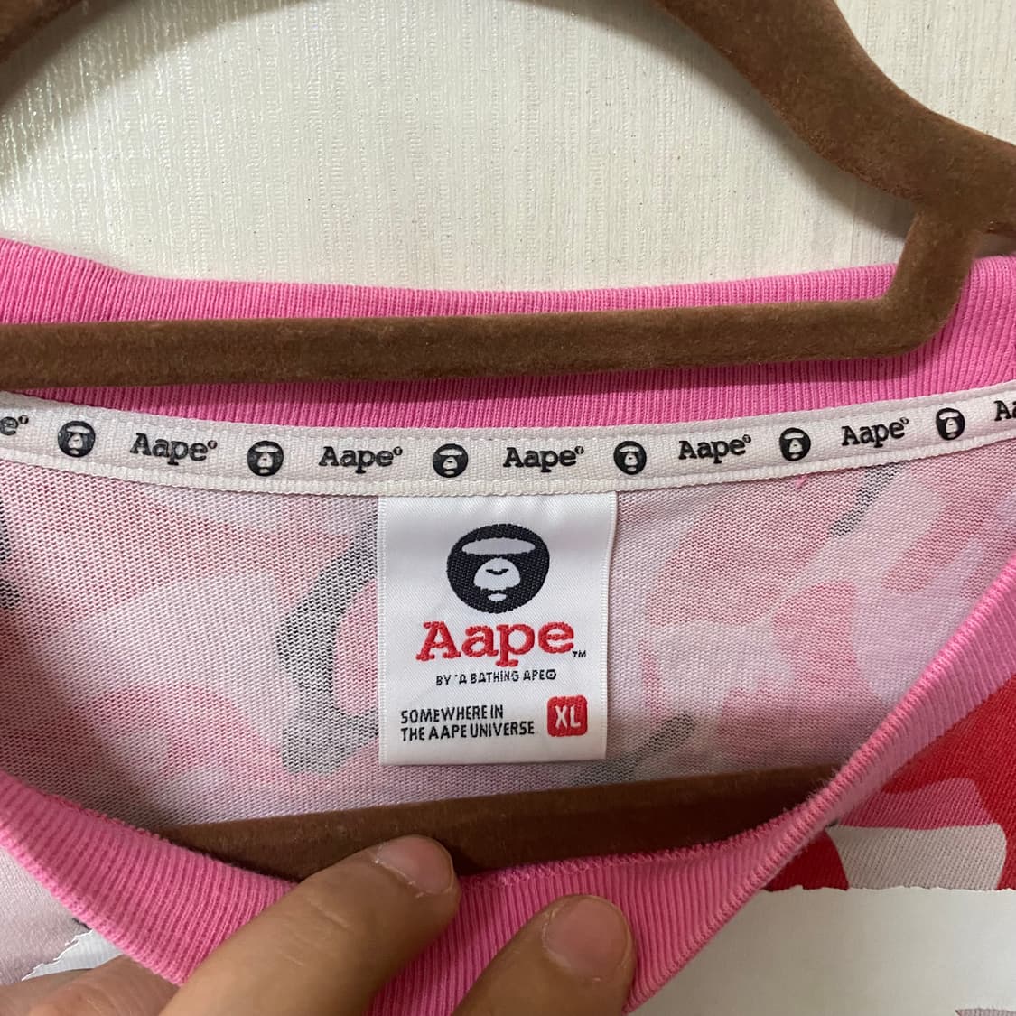 Aape 핑크 카모 반팔 티셔츠 XL 상품이미지3