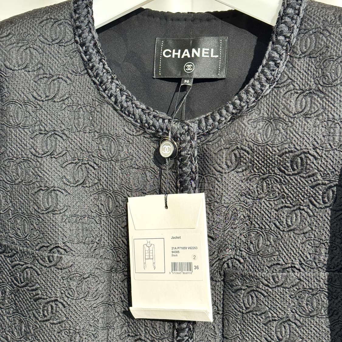 [36/한정판] 샤넬 21A CC로고 자카드 트위드 금장버튼 여성자켓 상품이미지2