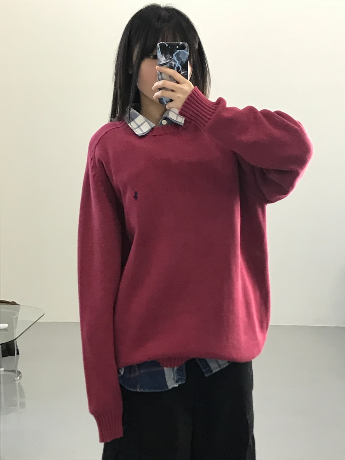 90's 폴로랄프로렌 버건디 니트 상품이미지1