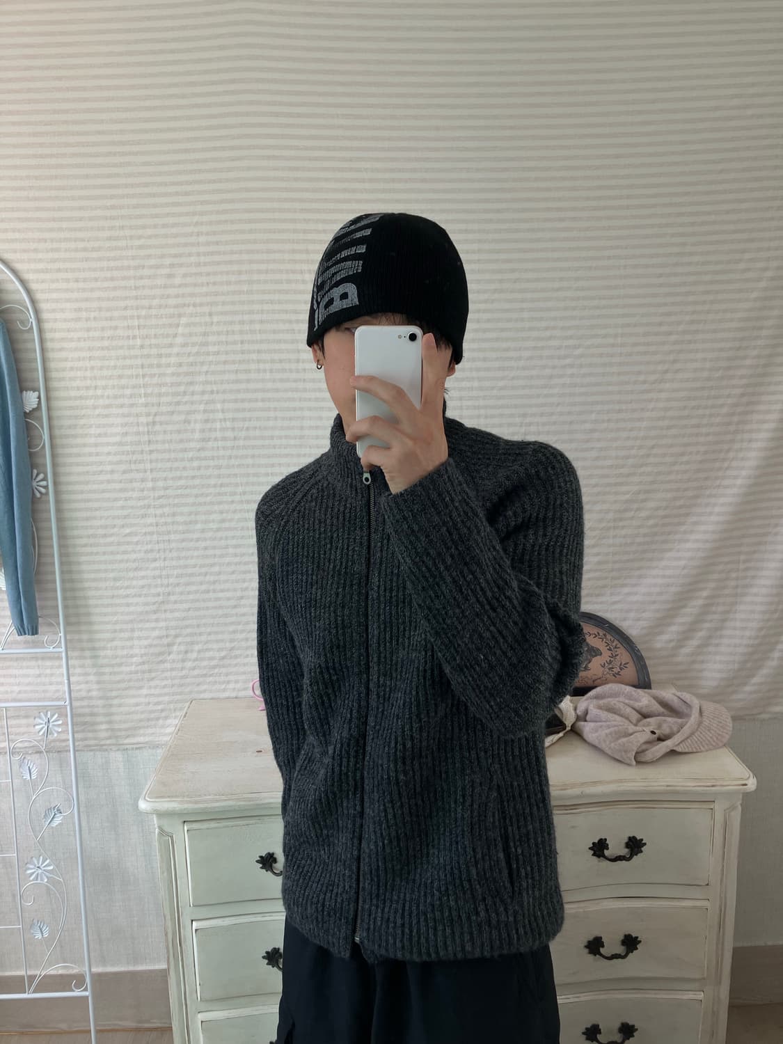 빈티지 차콜 니트 집업 756 y2k 스트릿 갸루 펑키 일본빈티지  상품이미지8