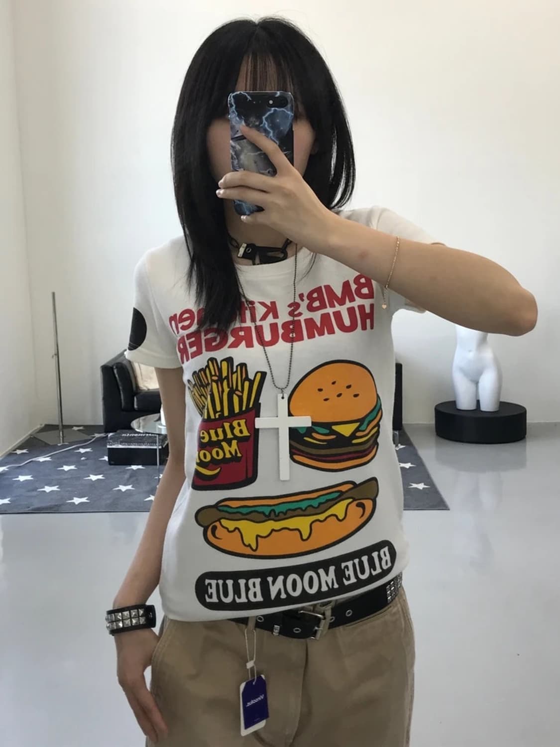 빈티지 햄버거 프린팅 반팔 상품이미지2