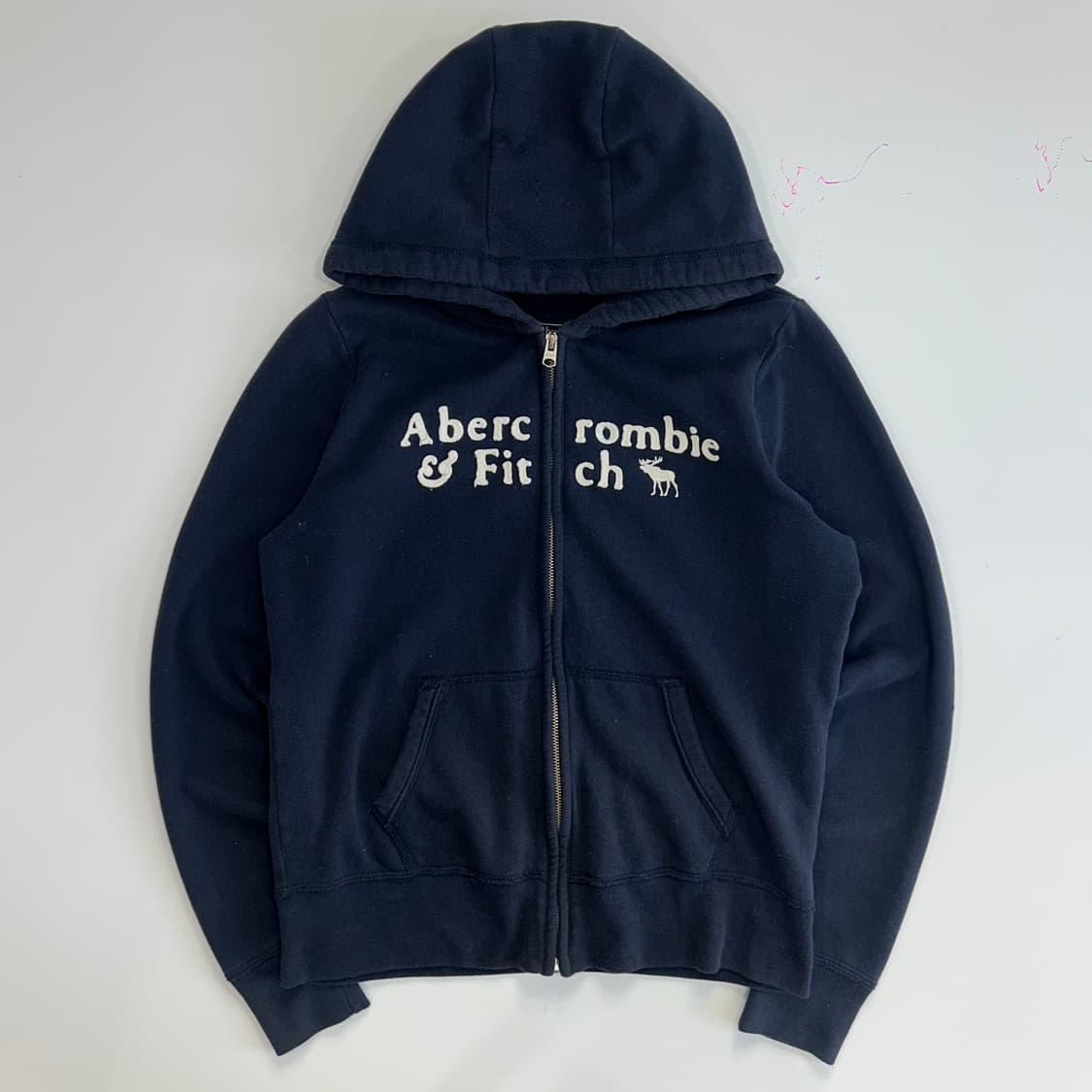 Abercrombie 아베크롬비 스펠아웃로고 네이비 후드집업 상품이미지3