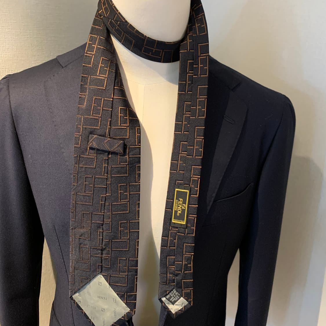 펜디(FENDI) FF모노그램 블랙 명품넥타이 이태리 100실크 A+ 상품이미지2