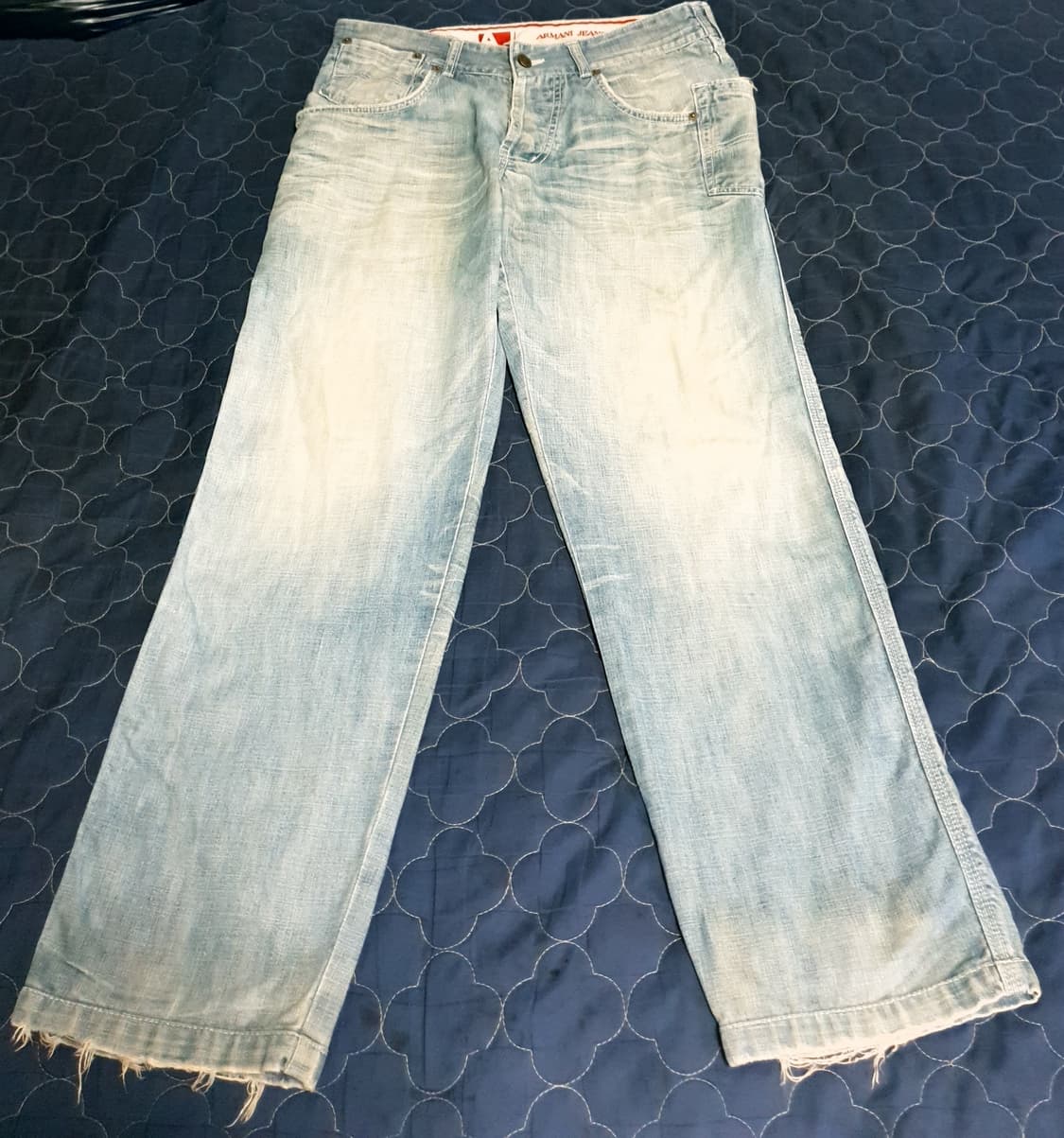 (이태리)아르마니진 빈티지에이징워싱 사이트포켓 스트레이트 데님팬츠  32 상품이미지1