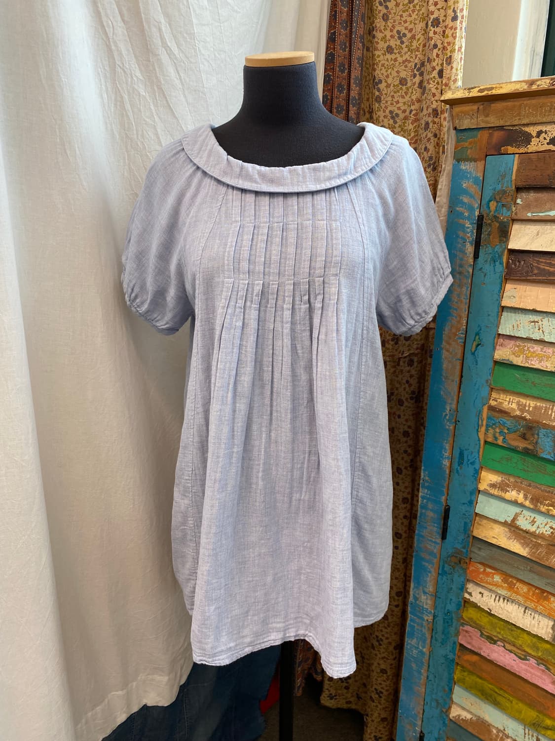 스카이블루 반팔블라우스(L) 상품이미지8