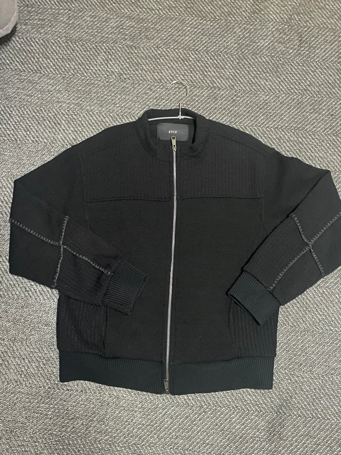 Etce SMOCKING KNIT ZIP UP JACKET (BLACK) 상품이미지2