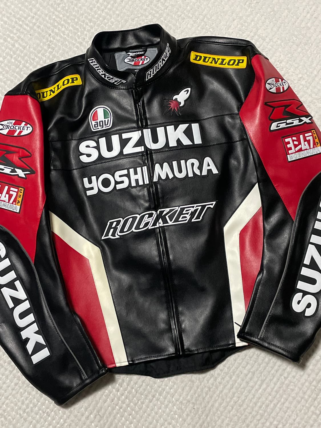 SUZUKI 스즈키 요시무라 소가죽 패치워크 모터사이클 레이싱 레더 상품이미지4