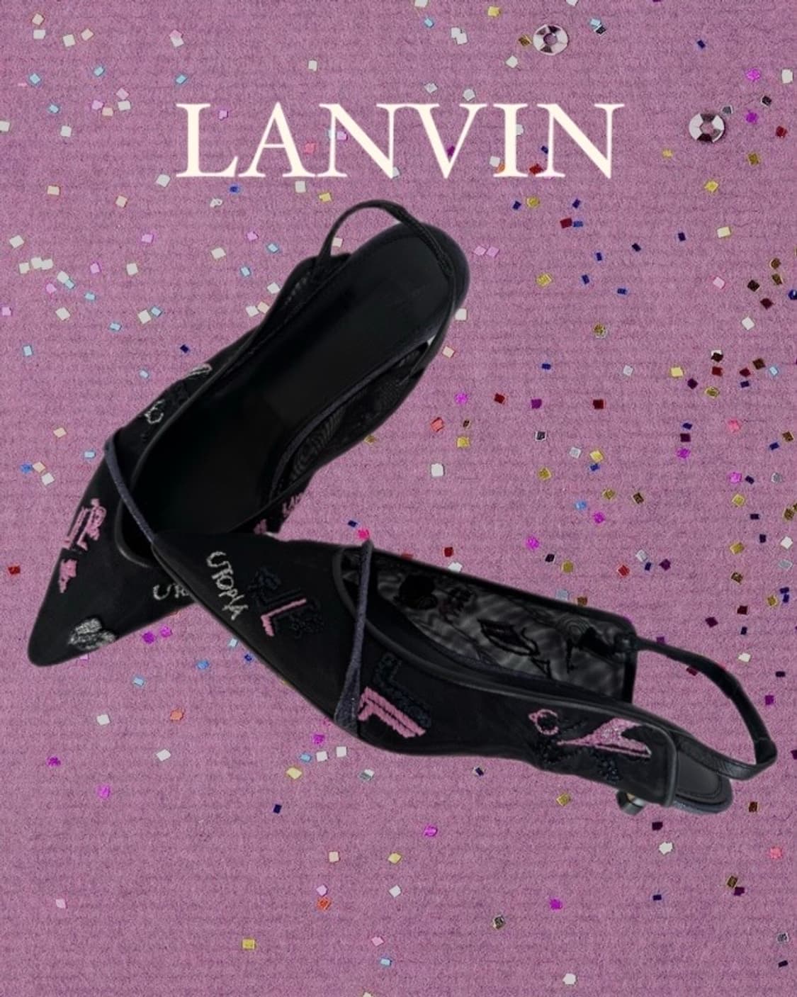 [Lanvin] 랑방 컬렉션 시스루 메쉬 자수 슬링백 상품이미지1