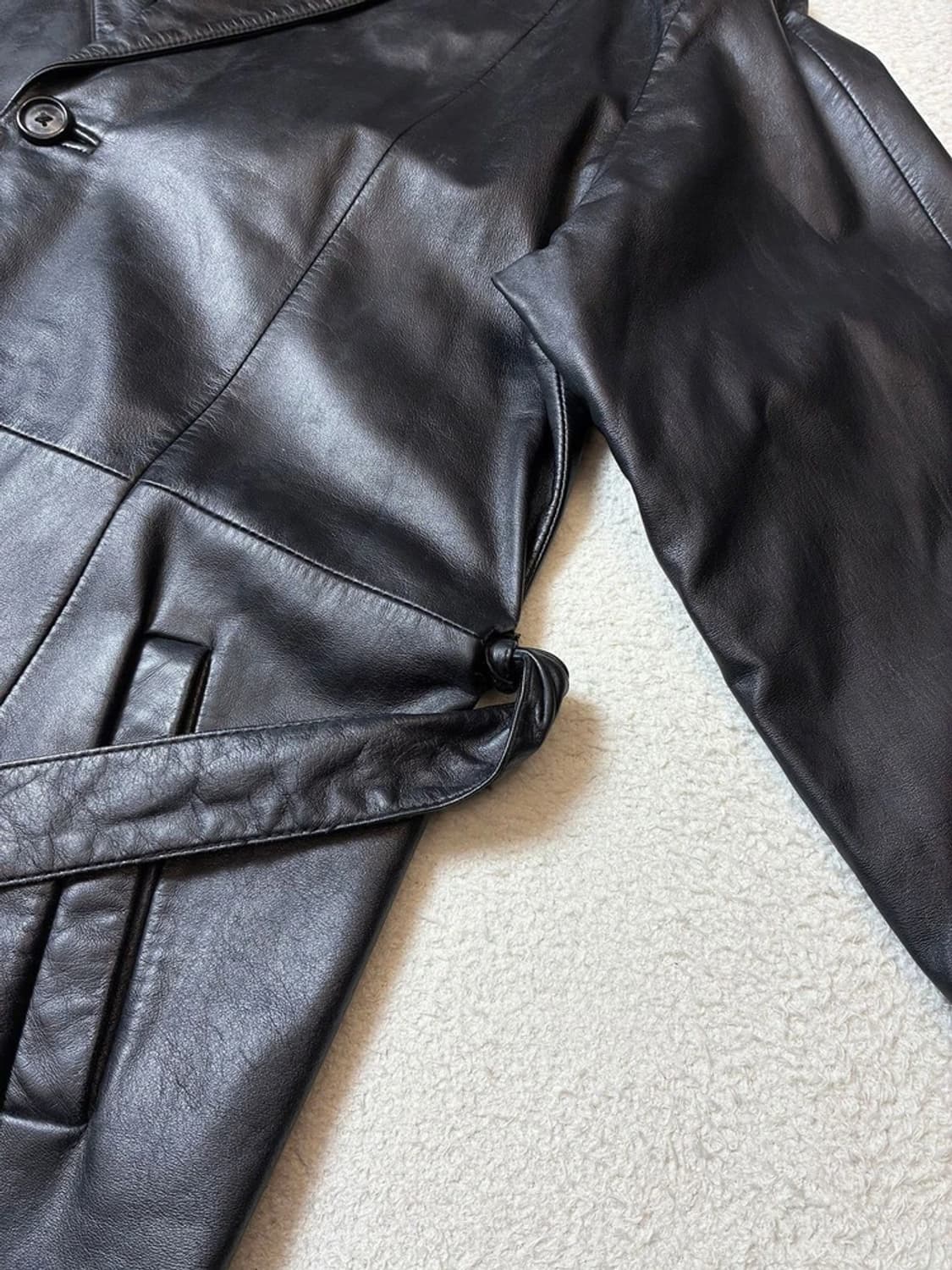 Selectede 00's 벨티드 소가죽 롱 코트 PN7665 상품이미지4