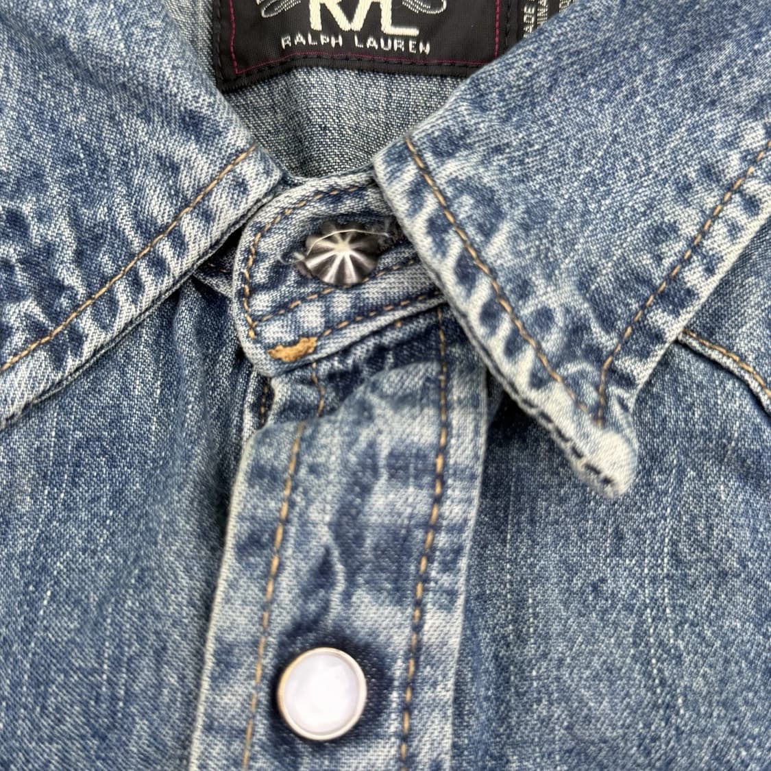 RRL 더블알엘 데님 웨스턴 셔츠 블루 상품이미지4