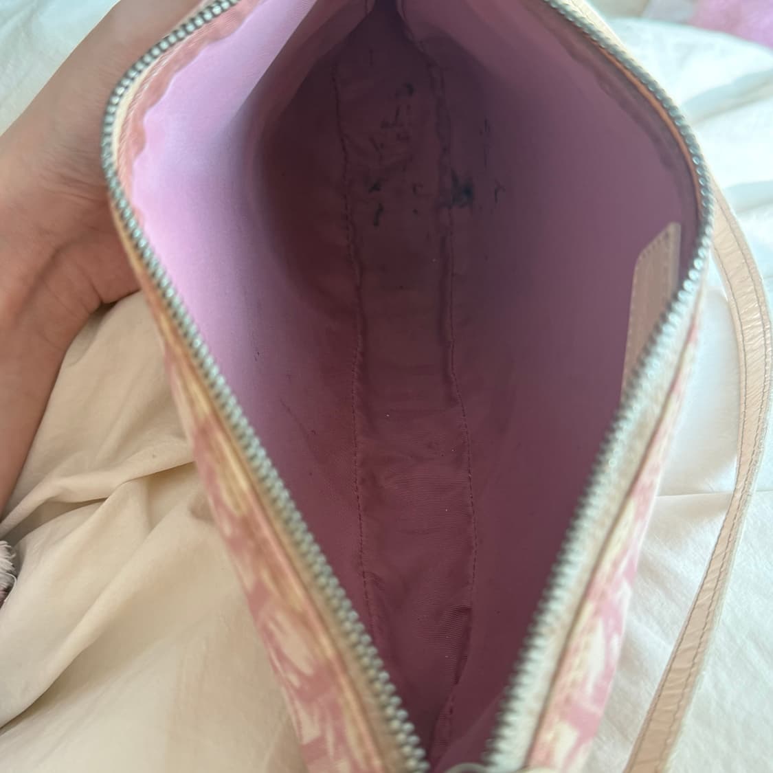 빈티지 디올 오블리크 pvc백 새들백 핑크 상품이미지9