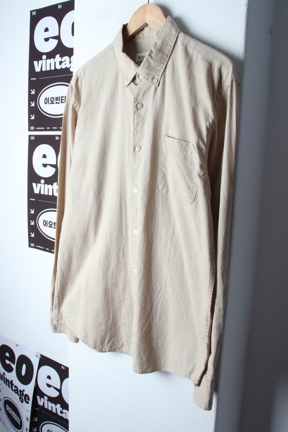 (XL-2XL) 지오다노 셔츠 남방 체크 베이지 린넨 마-H3H33703 상품이미지1