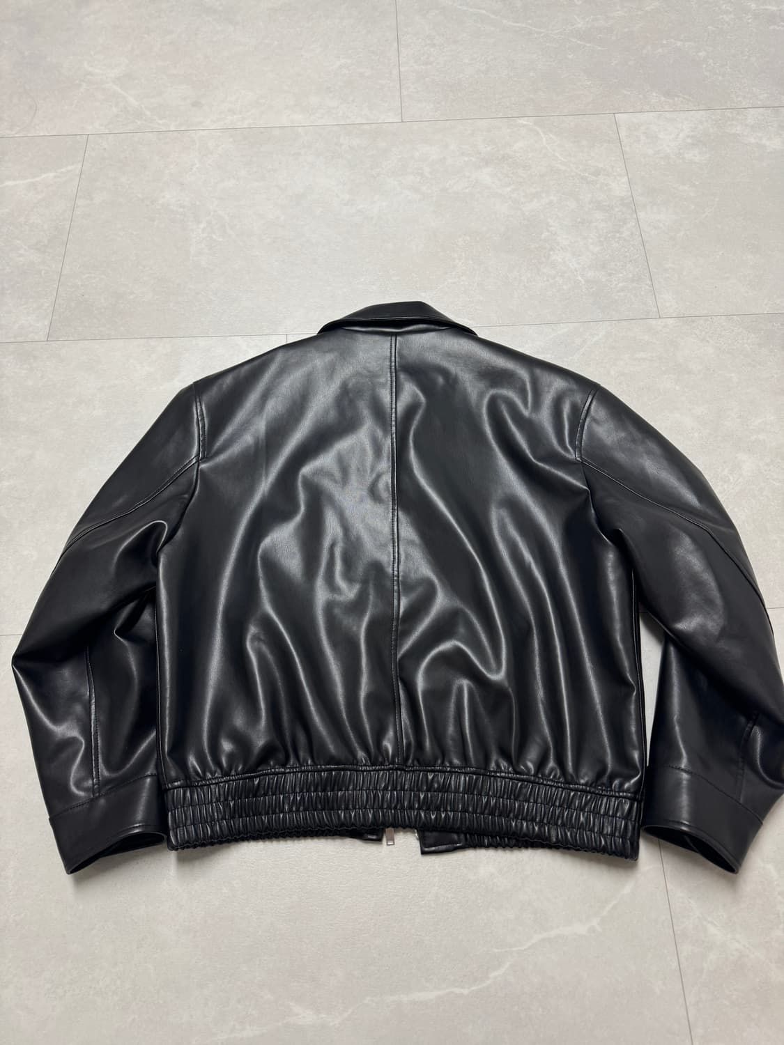 신세틱 레더 오버사이즈 블루종 재킷 상품이미지2