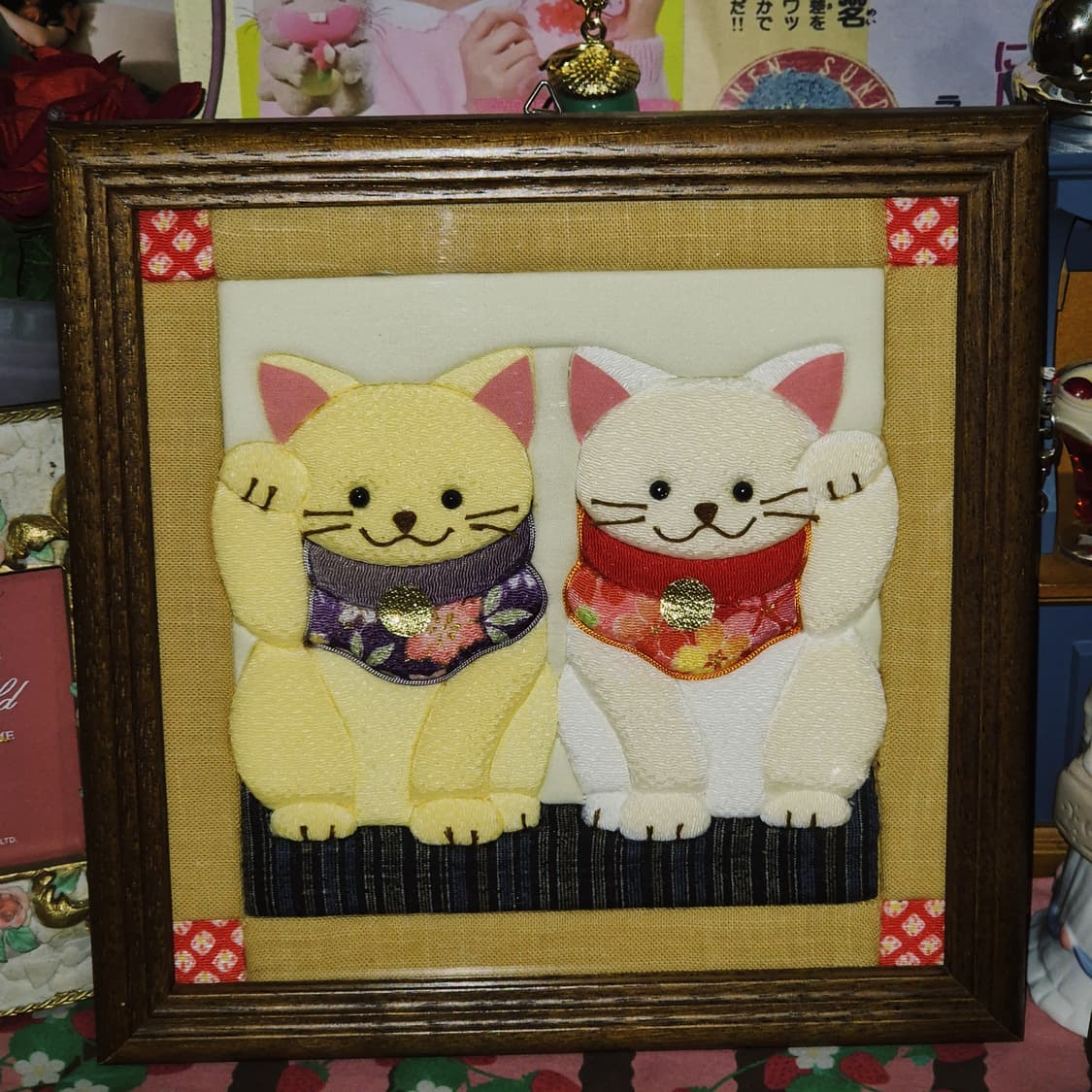 90s 레트로 복 고양이 엠보싱 우드 액자 상품이미지3