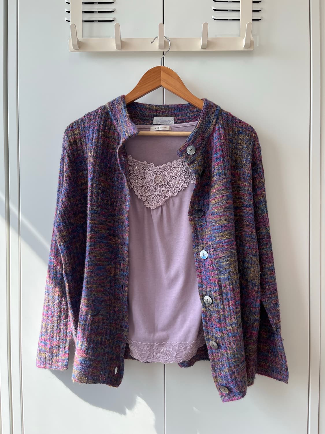 Leaure 무지개 니트 가디건 미사깔 임수정 상품이미지1