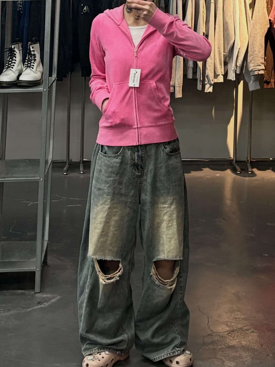 쥬시 꾸뛰르 벨벳 오리지널 핫핑크 y2k 후드집업 A3562 상품이미지1