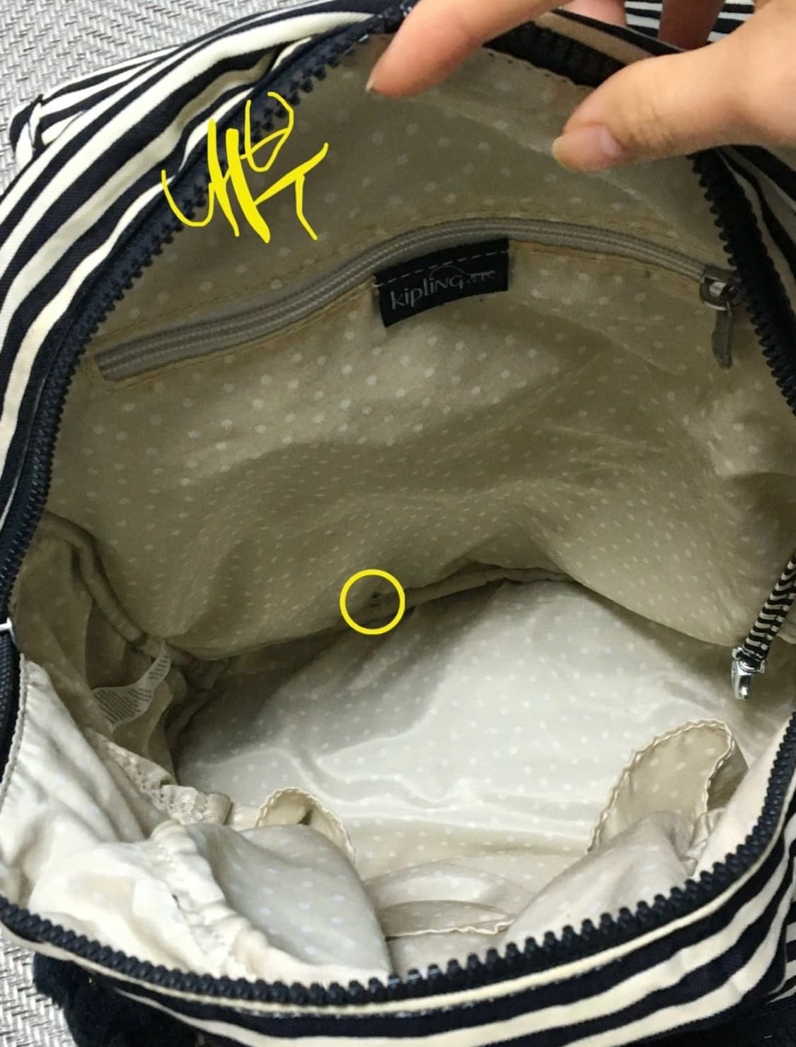 빈티지 키플링 네이비 스트라이프 백팩 상품이미지6