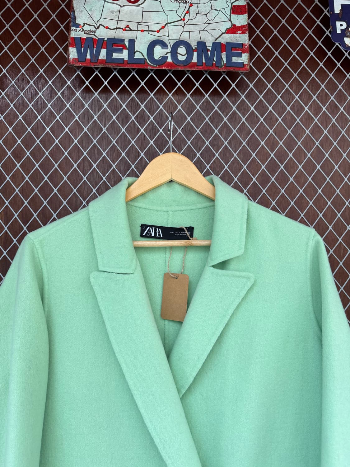 zara 자라 민트 오버핏 카라 모직 울 코트 S 상품이미지6