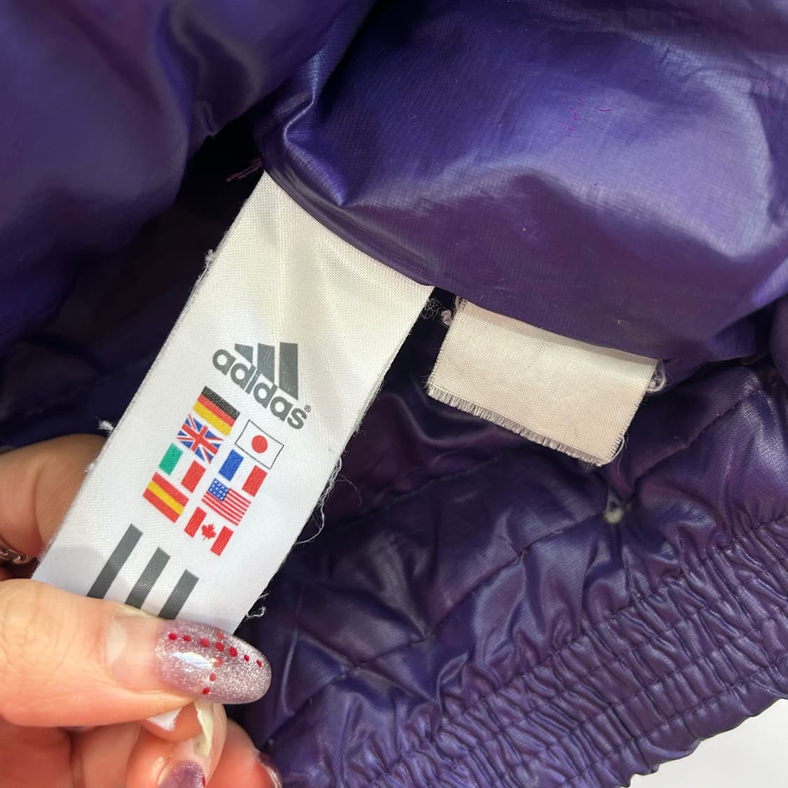 Adidas 아디다스 핑크 삼각로고 퍼플 경량패딩 상품이미지6