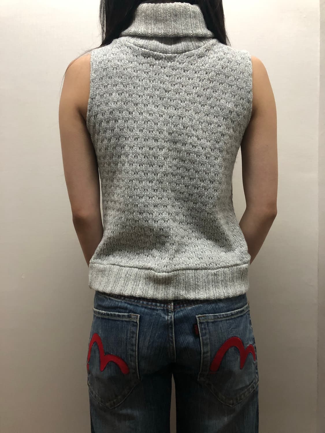 빈티지 라이트 그레이 니트 베스트 상품이미지6