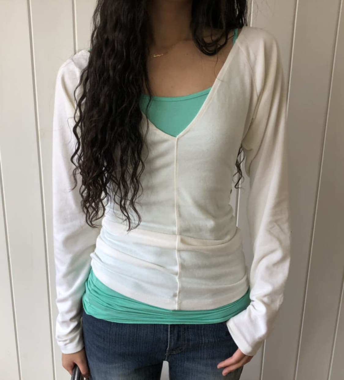 띵스앤스터프 상의 set (데비 슬리브 탑 + 롱 캐미솔 슬리브리스) 상품이미지1