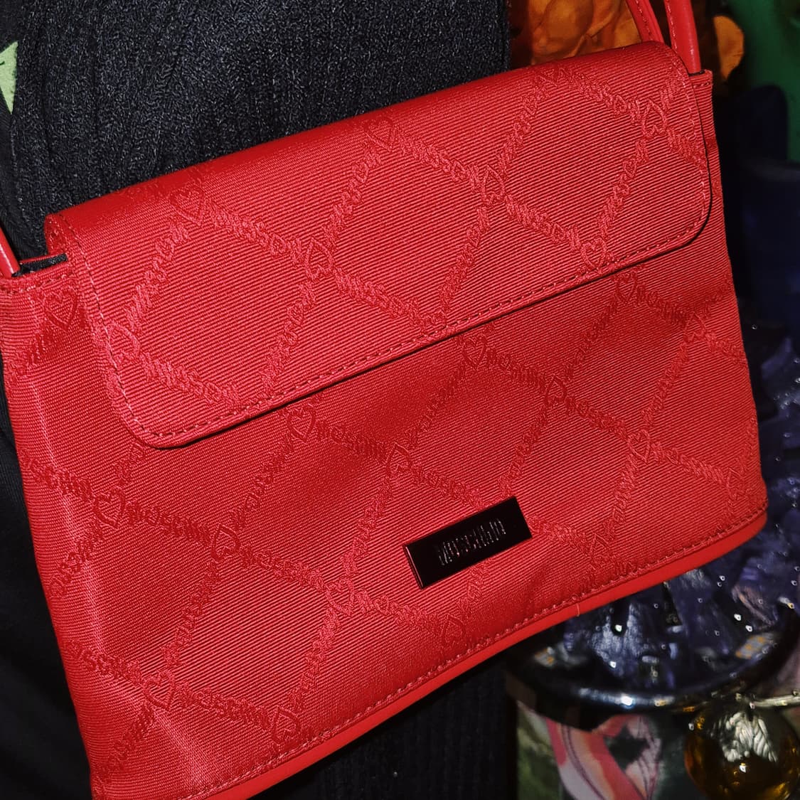 00s 러브 모스키노 나일론 레더 하트 핸드백 상품이미지7