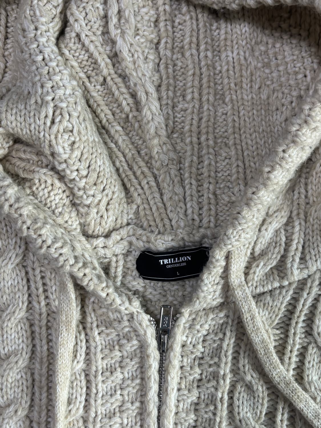 트릴리온 케이블 후드 집업 니트 L사이즈 상품이미지3