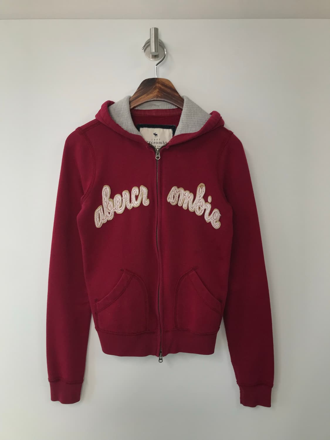 아베크롬비 y2k 와투케 버건디 딱붙 후드집업 상품이미지2