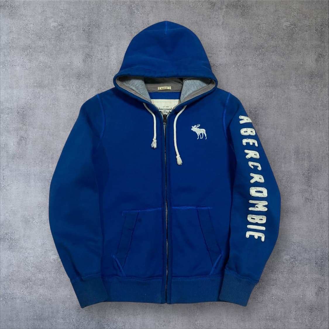 아베크롬비 y2k 스펠아웃 로고 블루 후드 집업 상품이미지1