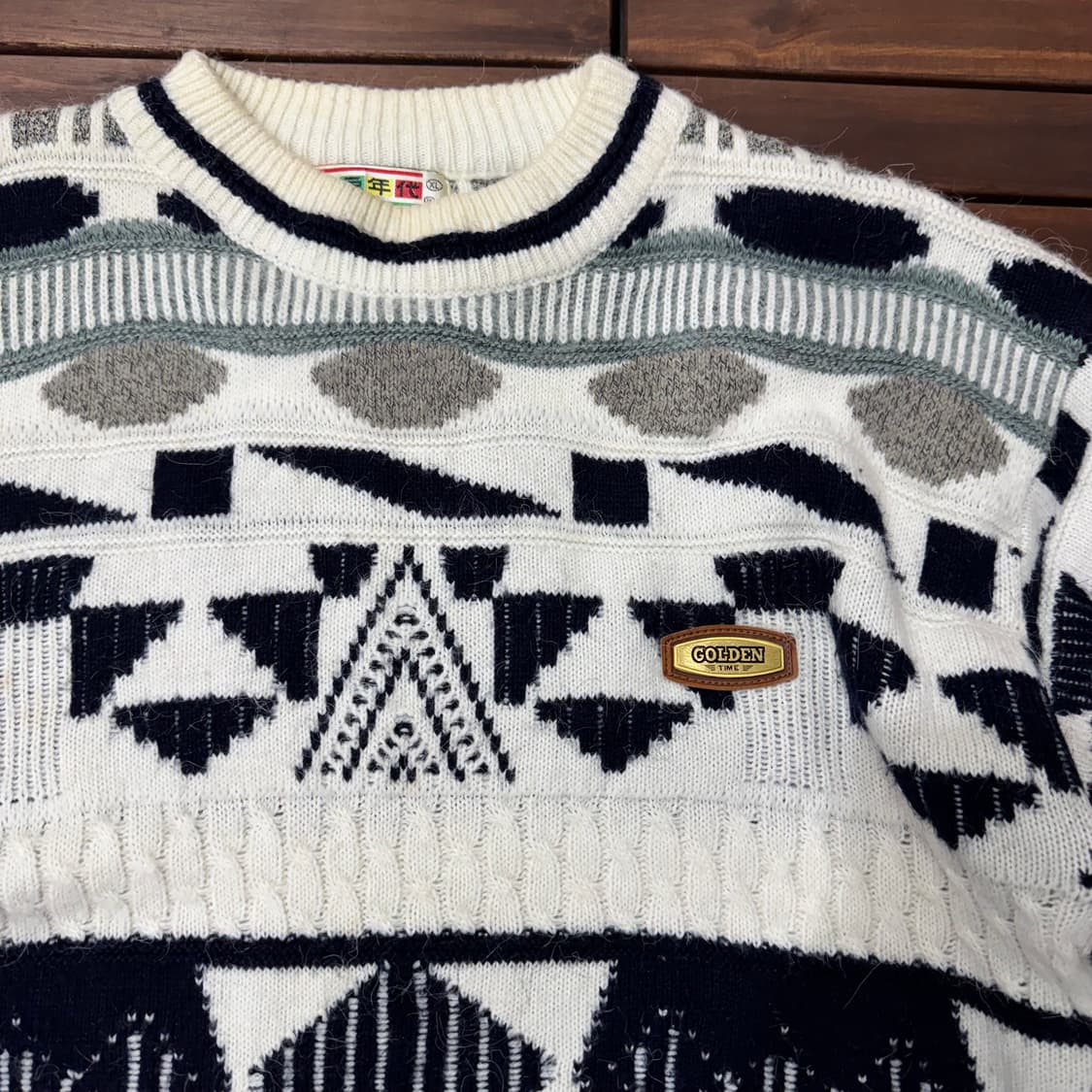 90s 골든타임 기하학 패턴 니트 (XL)  상품이미지2
