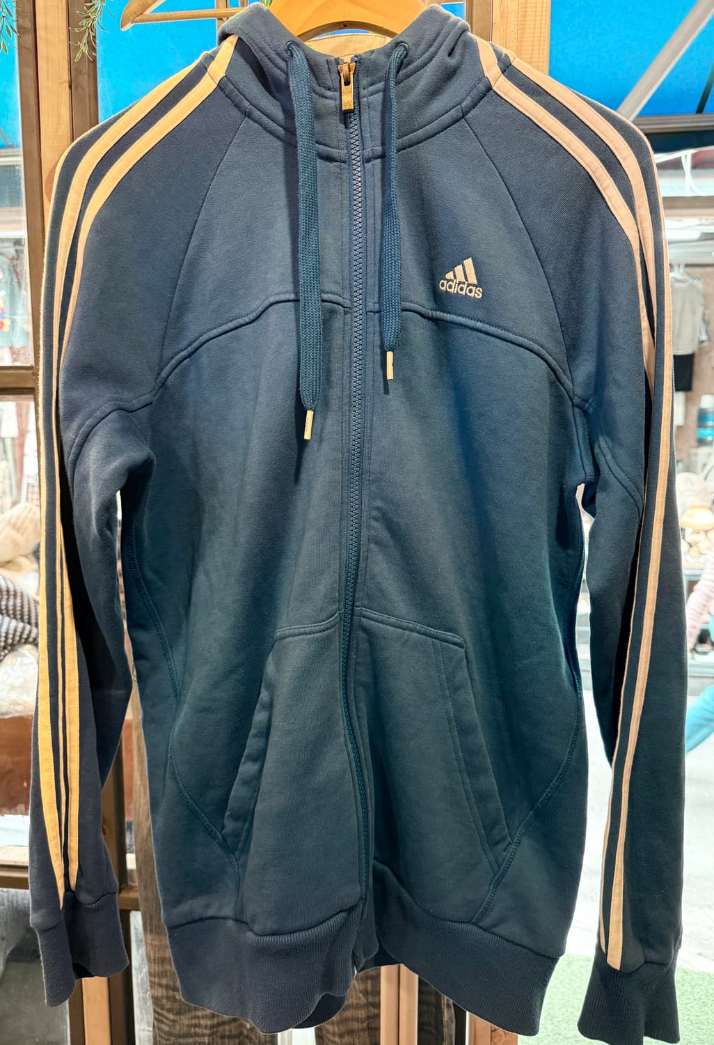 아디다스 블루 삼선 후드집업 상품이미지1