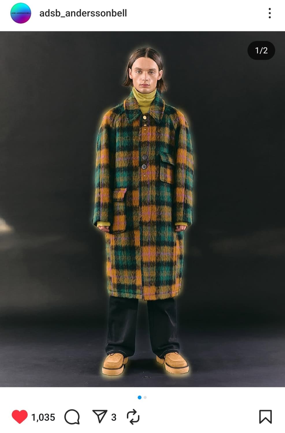 앤더슨벨 체크 롱코트 상품이미지7