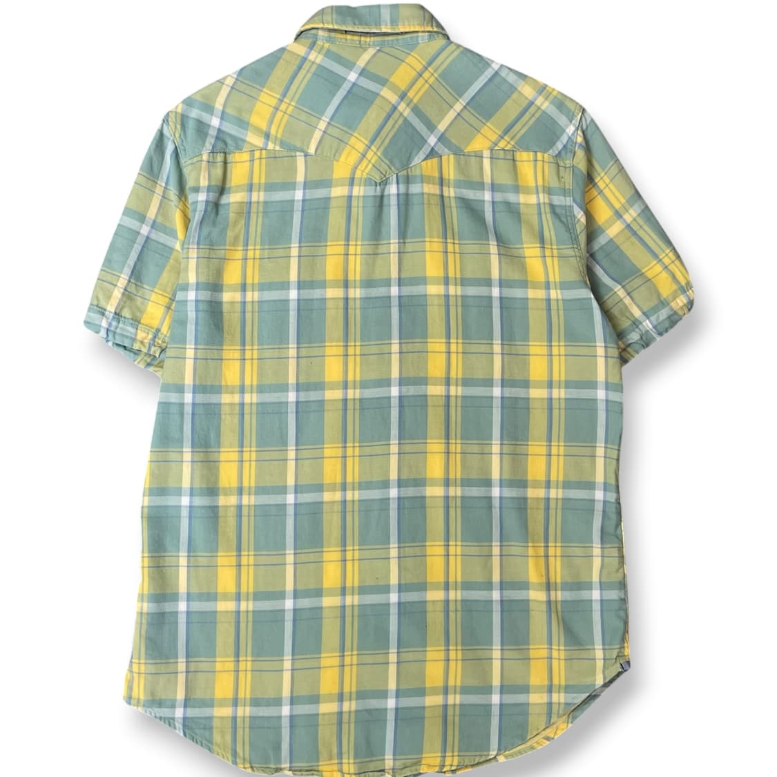 리바이스 옐로우그린 체크 코튼 반팔 셔츠 M 상품이미지2